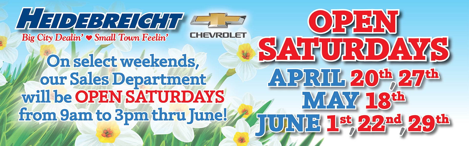 New and Pre-Owned Sales Department Saturday Schedule