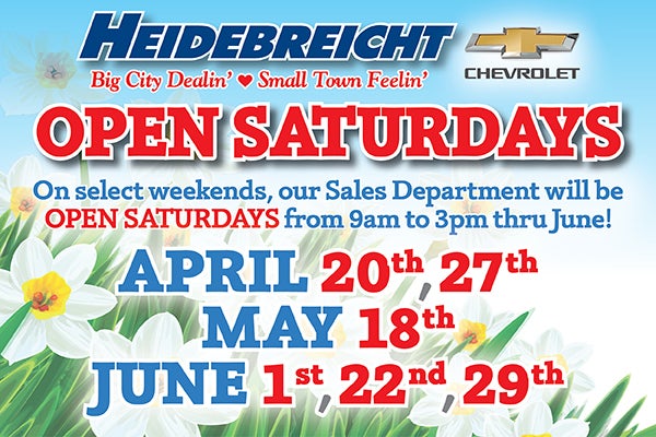 New and Pre-Owned Sales Department Saturday Schedule